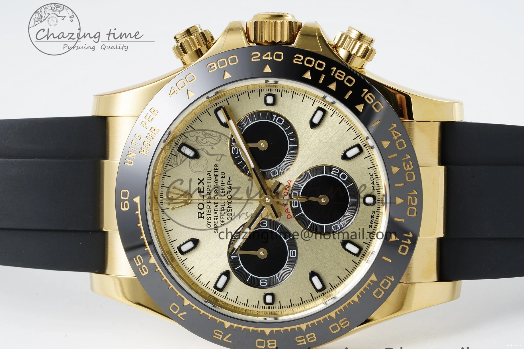 1222 OnTrend Daytona 116518 BTF 1:1 Best Edition YG Black Dial on Oysterflex Rubber Strap SA4130 V 2260